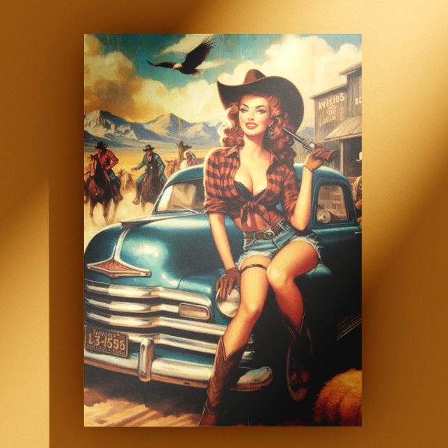 Vintage Girl-Illustration Postkarte (Von Creator hochgeladen)