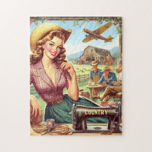 Vintage Girl-Illustration Puzzle