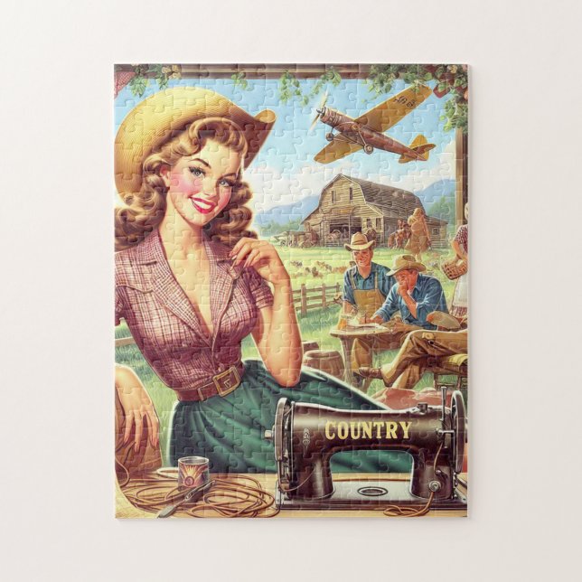 Vintage Girl-Illustration Puzzle (Vertikal)