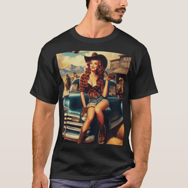 Vintage Girl-Illustration T-Shirt (Vorderseite)