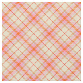 Vintage Girl Kariert Rosa Gelb Orange Niedlich Stoff