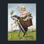 Vintage Girl Riding Insect Postcard Postkarte<br><div class="desc">Vintage Victorian girl riding insect card. High quality,  custom restored vintage image.</div>