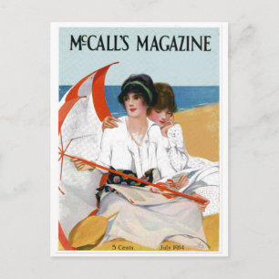 Vintage Girls am Strand Postkarte