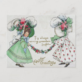Vintage Girls Dress Hats Antikes Osterfest Feiertagspostkarte