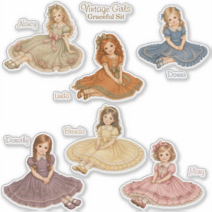 Vintage Girls: Graceful Sit Kollektion Aufkleber
