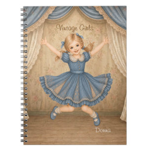 Vintage Girls Notizbuch mit Donna - Aufgeregter Sp Notizblock