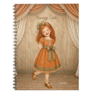Vintage Girls Notizbuch mit Linda Happy Laughing Notizblock