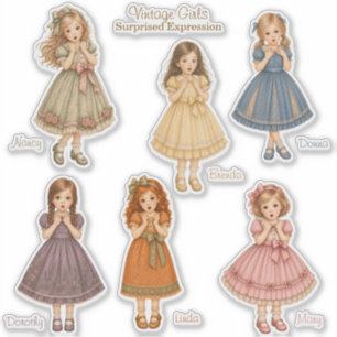 Vintage Girls: Sammlung überraschter Gesichter Aufkleber