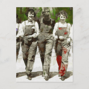 Vintage Girls - Spaßige, feministische Kunst Postkarte