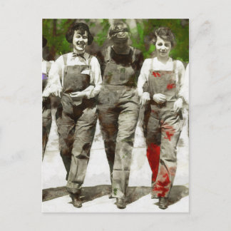 Vintage Girls - Spaßige, feministische Kunst Postkarte