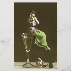 Vintage Girls up on wine glas Briefpapier