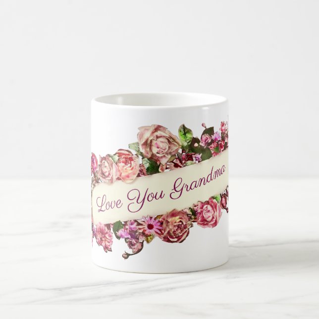 Vintage Girly Floral Liebe Ihr Oma Verwandlungstasse (Mittel)