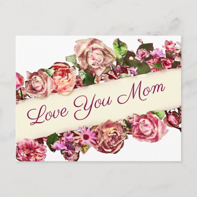 Vintage Girly Floral-Liebe - Ihre Mama Postkarte (Vorderseite)