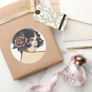 Vintage Girly Girl Runder Aufkleber
