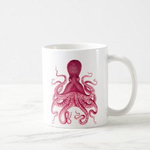 Vintage Girly rosa Kraken-Illustration Tasse
