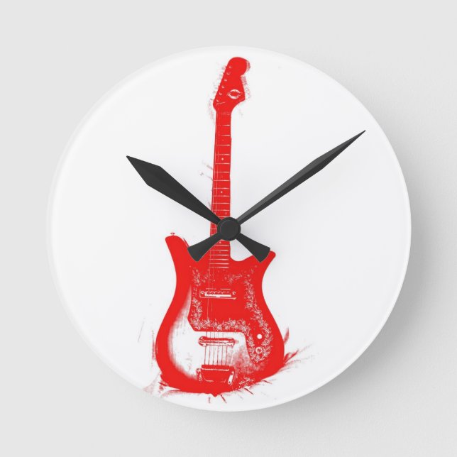 Vintage Gitar Wall Clock Runde Wanduhr (Vorderseite)