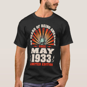 Vintage Gitarre Geboren Mai 1933 90. Geburtstag T-Shirt