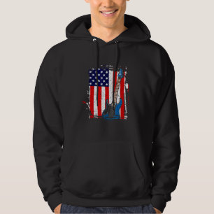 Vintage Gitarre Gitarrist US amerikanische Flagge Hoodie