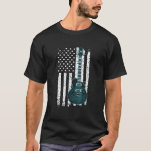 Vintage-Gitarre Gitarrist US Amerikanische Flagge T-Shirt