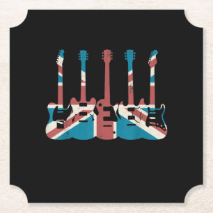 Vintage-Gitarre Großbritannien-Flagge - Gitarrensp Untersetzer