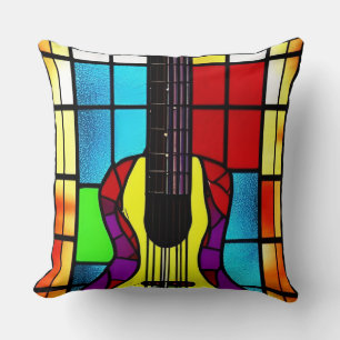 Vintage Gitarre in Buntglas Kissen