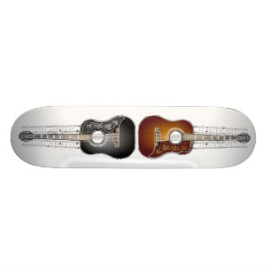 Vintage Gitarre mit Blatt-Musik - Skateboard