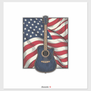Vintage-Gitarre Patriotische Flagge Vektor-Shirt-D Aufkleber