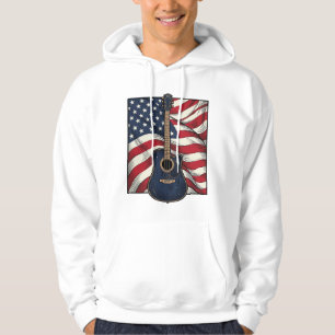 Vintage-Gitarre Patriotische Flagge Vektor-Shirt-D Hoodie