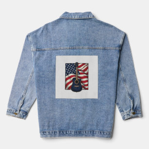 Vintage-Gitarre Patriotische Flagge Vektor-Shirt-D Jeansjacke