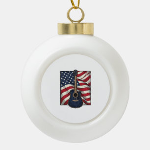 Vintage-Gitarre Patriotische Flagge Vektor-Shirt-D Keramik Kugel-Ornament