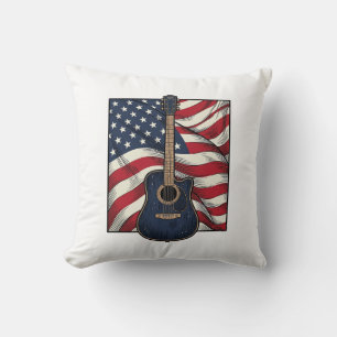 Vintage-Gitarre Patriotische Flagge Vektor-Shirt-D Kissen