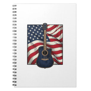 Vintage-Gitarre Patriotische Flagge Vektor-Shirt-D Notizblock