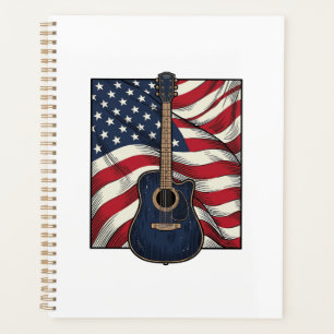 Vintage-Gitarre Patriotische Flagge Vektor-Shirt-D Planer