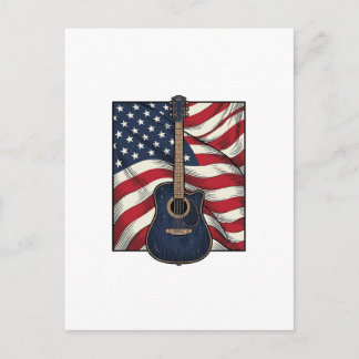Vintage-Gitarre Patriotische Flagge Vektor-Shirt-D Postkarte