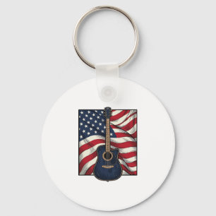 Vintage-Gitarre Patriotische Flagge Vektor-Shirt-D Schlüsselanhänger