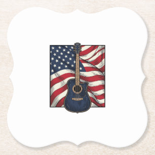 Vintage-Gitarre Patriotische Flagge Vektor-Shirt-D Untersetzer