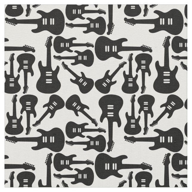 Vintage Gitarren Black & White Music Theme Stoff (Nahaufnahme)
