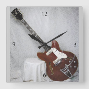 Vintage-Gitarren-Wanduhr Quadratische Wanduhr