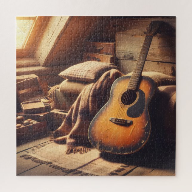 Vintage Gitarrenfreundlichkeit: Ein rustikales Mus Puzzle (Vertikal)