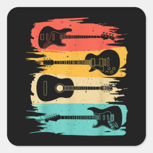 Vintage Gitarrengeschenke für Men Women Music Band Quadratischer Aufkleber