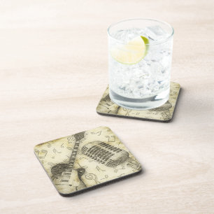 Vintage Gitarrenmikrofon-Untersetzer Getränkeuntersetzer