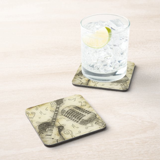 Vintage Gitarrenmikrofon-Untersetzer Getränkeuntersetzer (Rechte Seite)