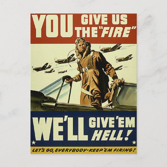Vintage Give'em Hell Postkarte (Vorderseite)