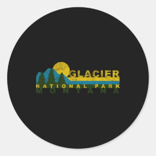 Vintage Glacier Bay Nationalpark Bergsonneuntergan Runder Aufkleber