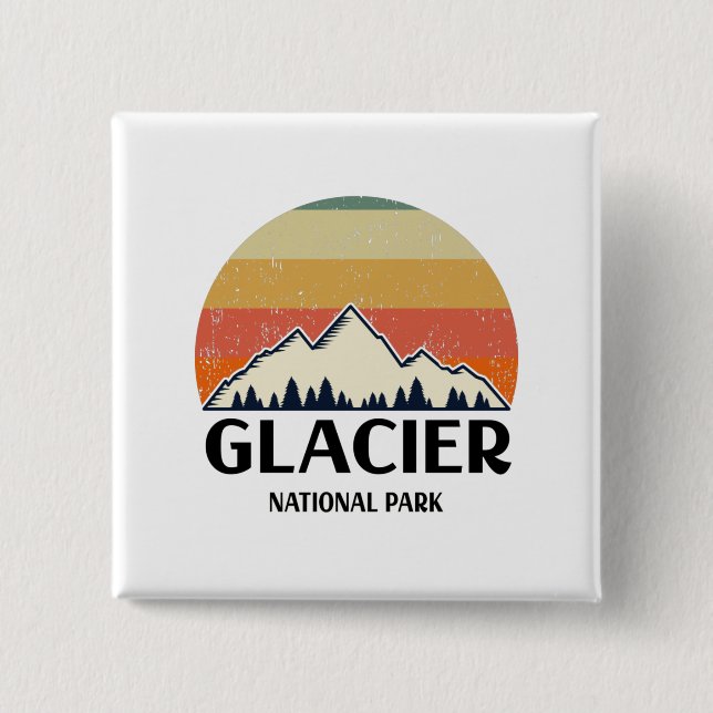 Vintage Glacier-Nationalpark Button (Vorderseite)