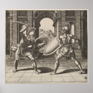 Vintage Gladiator-Klinge-Kampf-Illustration (1560) Poster