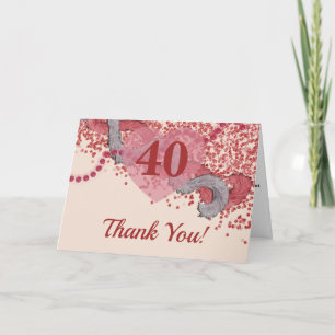 Vintage Glam 40. Geburtstag Rote Federn Danke