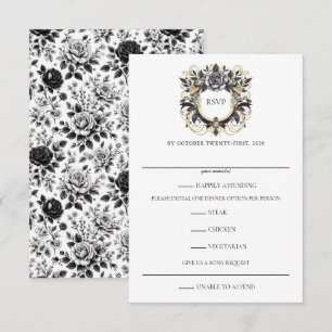 Vintage Glam Blumen RSVP Karte