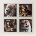 Vintage Glam Dog Square Puzzle 676 pcs<br><div class="desc">Step into a world of charm and vintage glamour with this Vintage Glam Dog Puzzle, featuring four exquisitely styled dogs dressed in pearls, florals, and elegant accessories. Each panel showcases a different beloved breed: the sophisticated poodle, the poised corgi, the refined Shetland sheepdog, and the delightfully fluffy Japanese spitz. Perfect...</div>