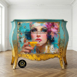 Vintage Glam-Frau mit Cocktail Decoupage Seidenpapier